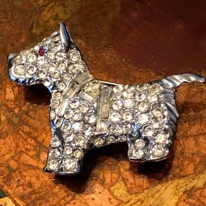 Vintage Rhinestone Scottie Dog Pin - Brooch